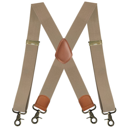 Elastic Straps X-type Suit Pants Suspenders Bronze Hook Buckle Strap Clip