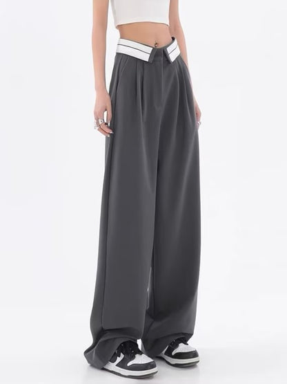 Fold Over Waist Wide Leg Pants