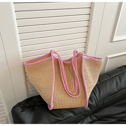 Women's Retro Vacation Style Straw Woven Large Capacity Bag