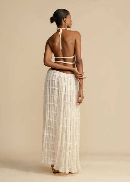 Backless Halter Top and Maxi Skirt Set