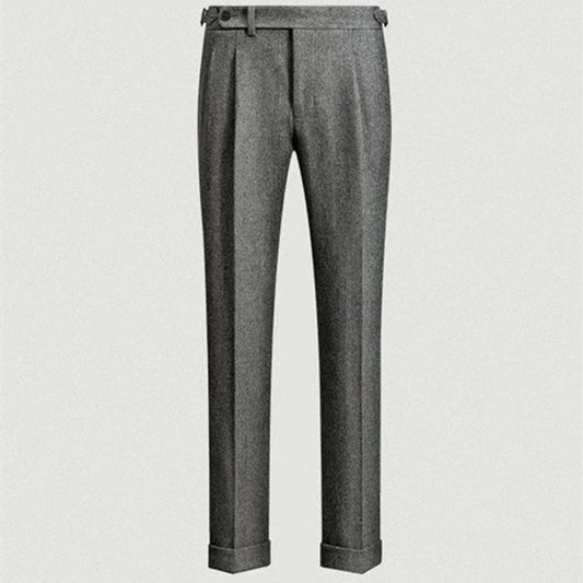 Men's Casual British Tweed Wool Suit Pants