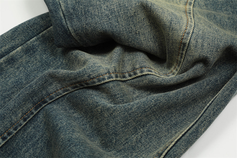 Washed Denim Straight-leg Trousers