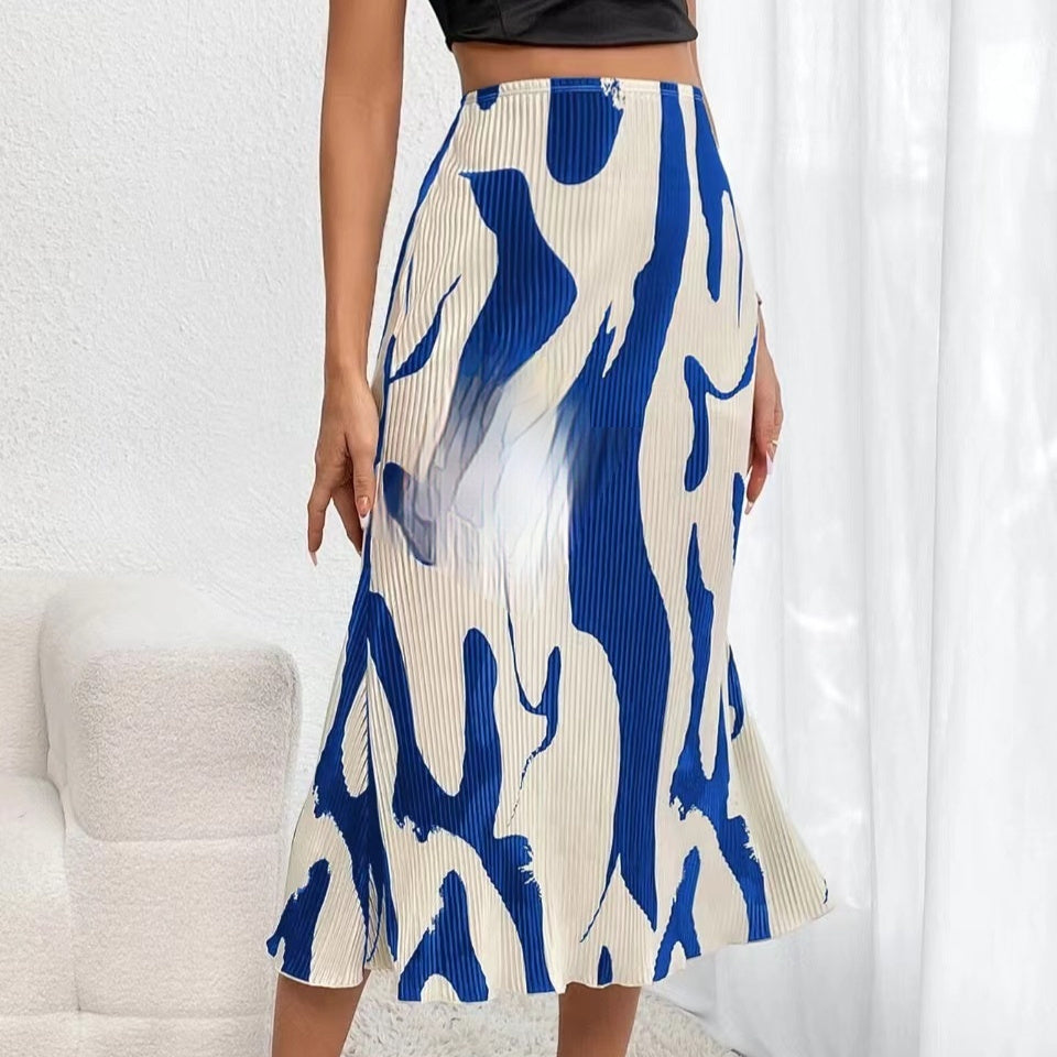 Abstract Print Midi Skirt