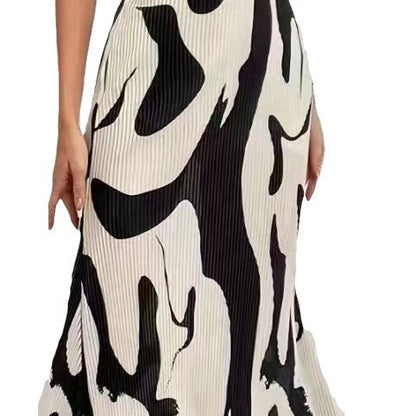 Abstract Print Midi Skirt