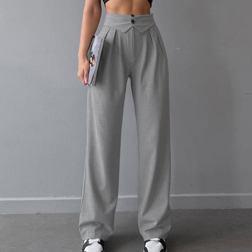 Folded Button Waist Pants