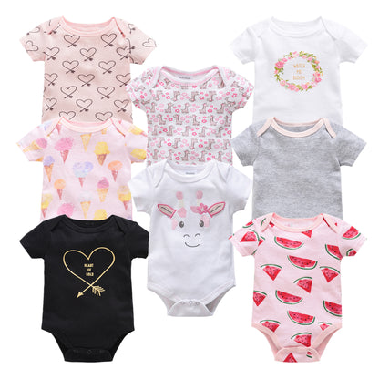 Baby Girl Baby Boy Newborn Cartoon Short-sleeved Romper Casual Romper