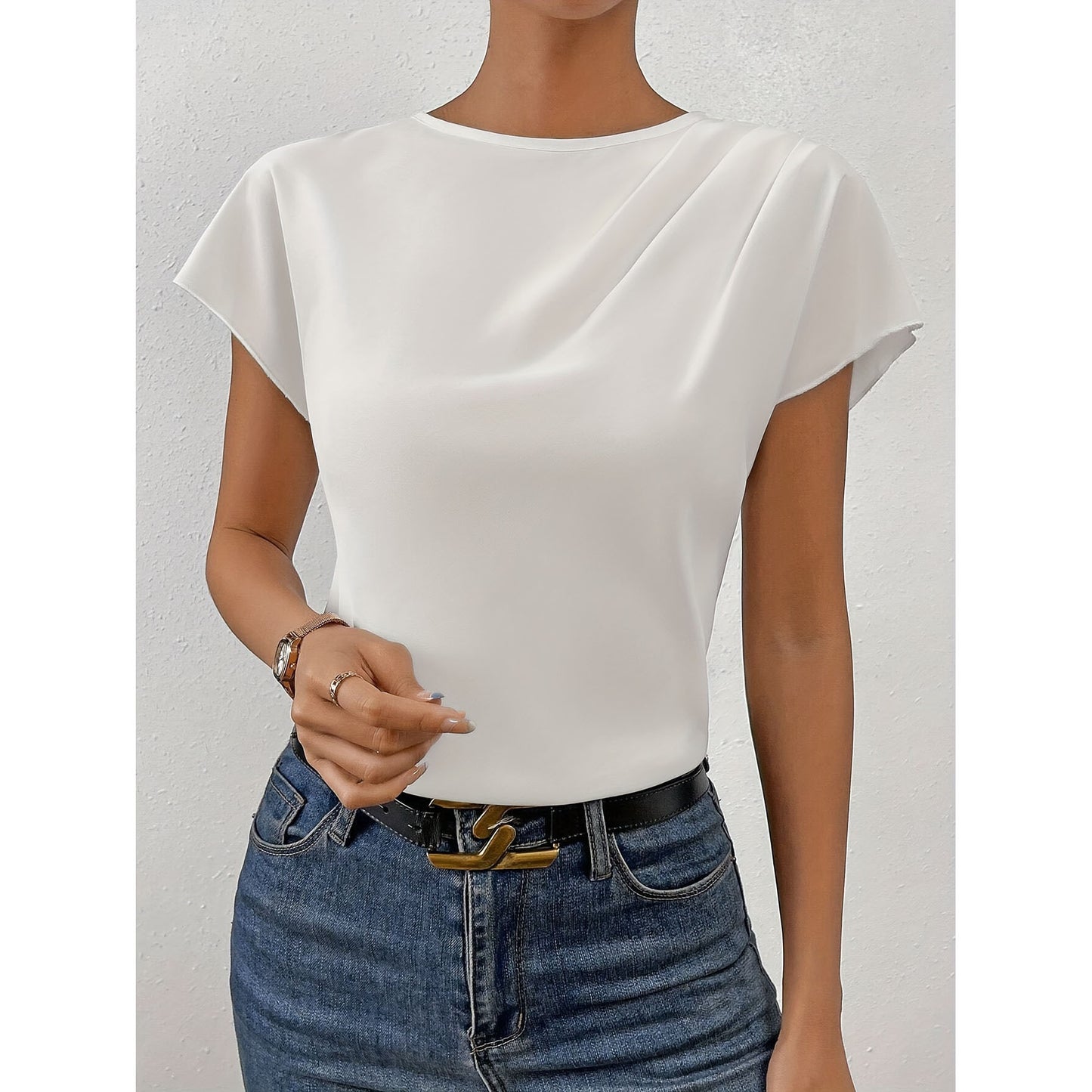 Pleated Basic White Top