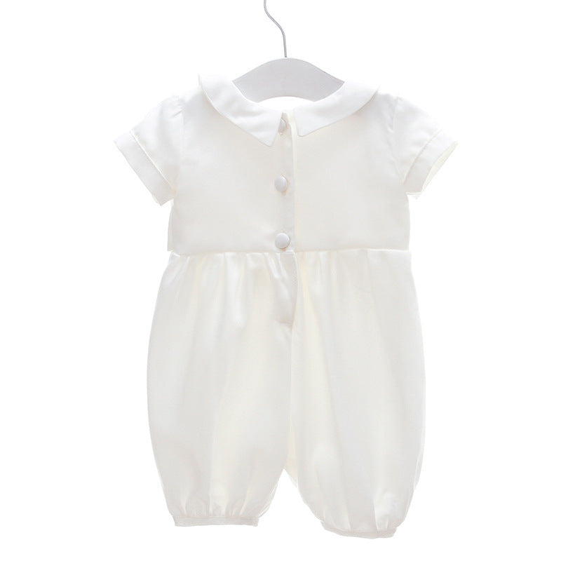 Boy's White Full Moon Full Year Wine Suit With Hat Dress Two-piece Set