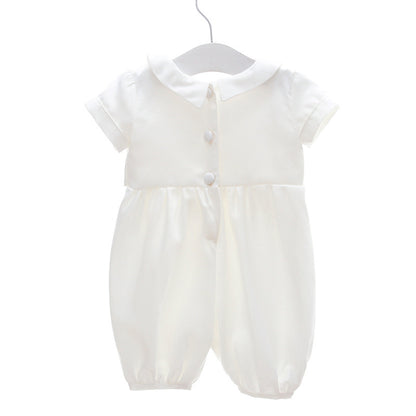 Boy's White Full Moon Full Year Wine Suit With Hat Dress Two-piece Set