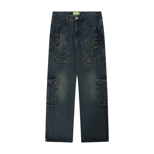 Workwear Denim Multi-pocket Pants Personality