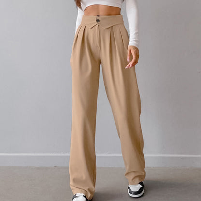 Folded Button Waist Pants