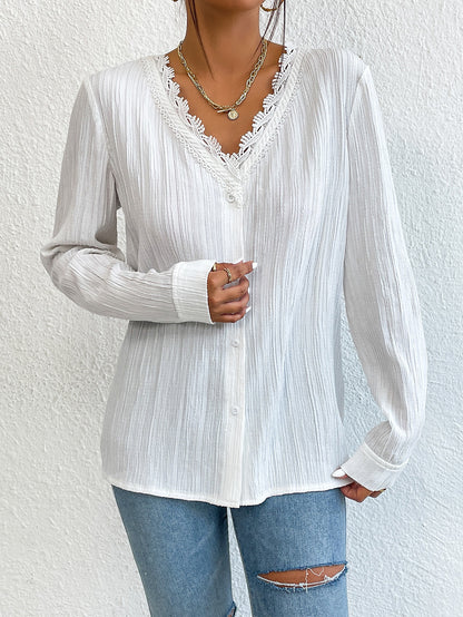 Textured Long Sleeve Blouse