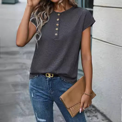 Casual Button Detail T-Shirt