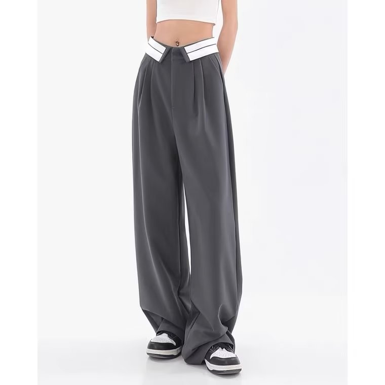 Fold Over Waist Wide Leg Pants