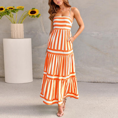 Striped Maxi Dress with Pockets