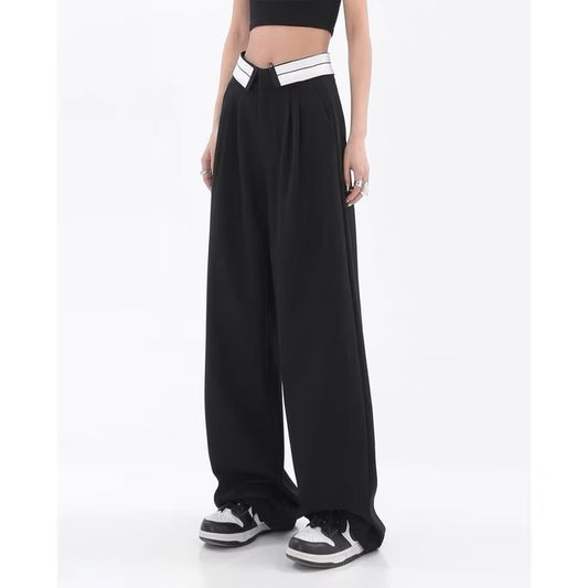 Fold Over Waist Wide Leg Pants