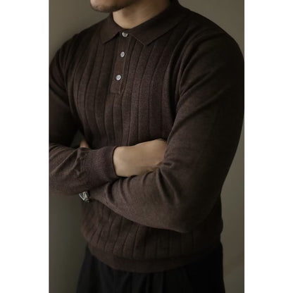 Long Sleeve Polo Shirt Casual Sweater