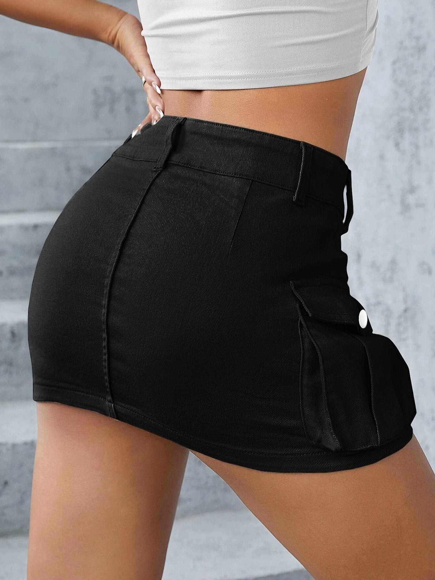 Pocket Denim Mini Skirt