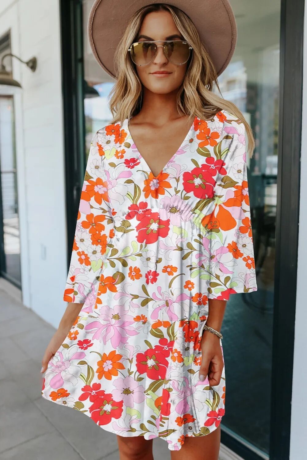 Floral V-neck Dress