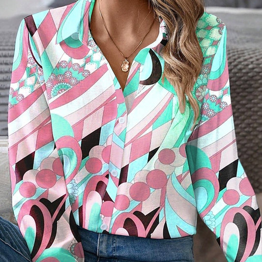 Geometric Print Button Down Top