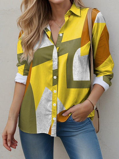 Geometric Print Button Down Top