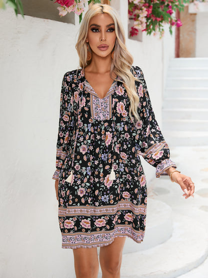 Long Sleeve Flower Dress