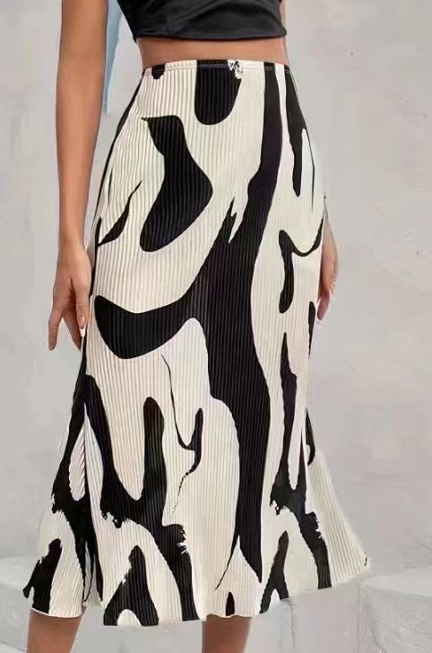 Abstract Print Midi Skirt