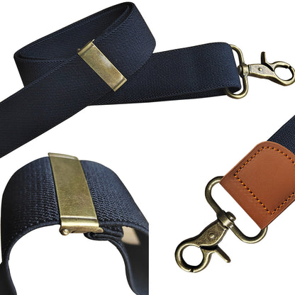 Elastic Straps X-type Suit Pants Suspenders Bronze Hook Buckle Strap Clip