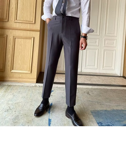 Trendy Tapered Men's Trendy Suit Pants Casual