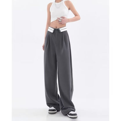 Fold Over Waist Wide Leg Pants