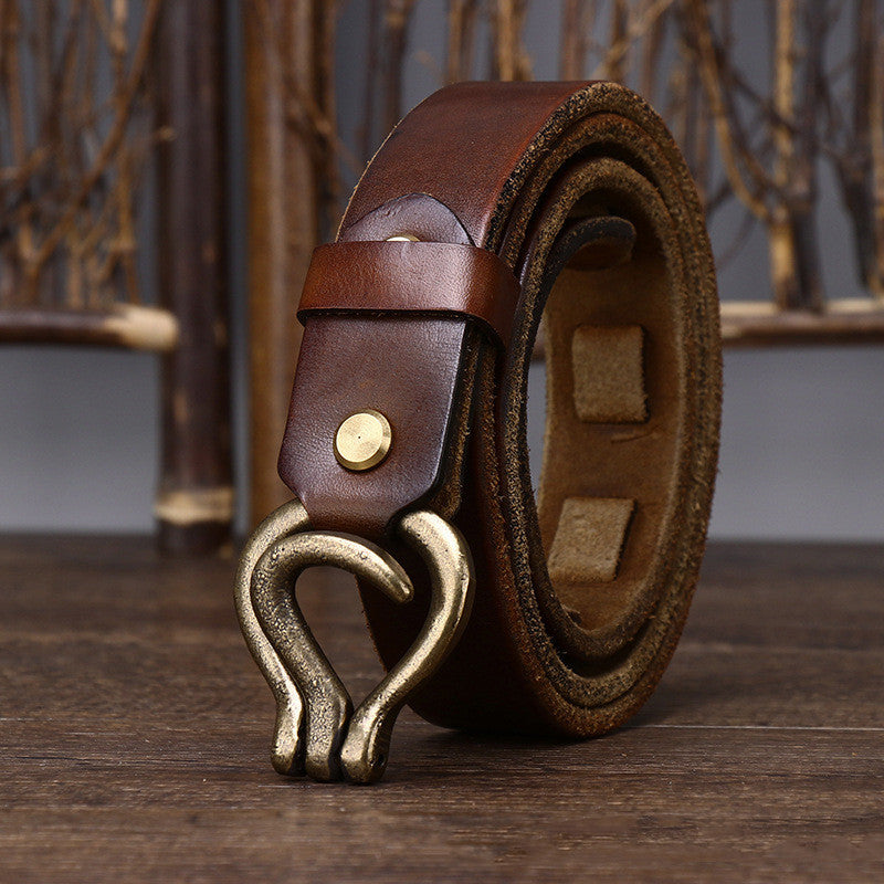 Men's Retro Thick Vegetable Tanned Cowhide Leather Belt