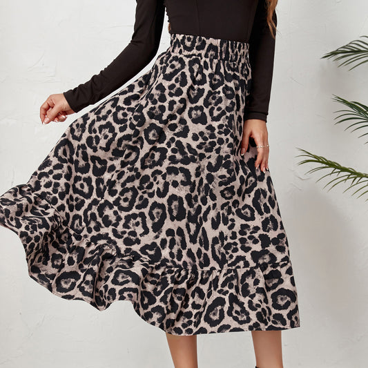 Leopard Print Flowy Skirt