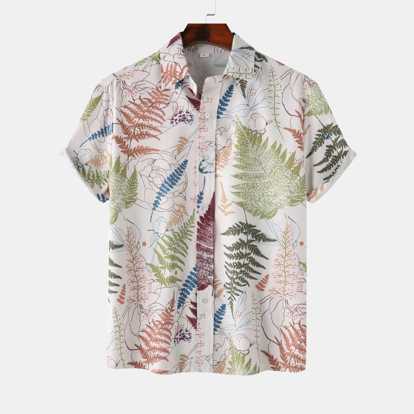 Stand Collar Men's Floral Short Sleeve