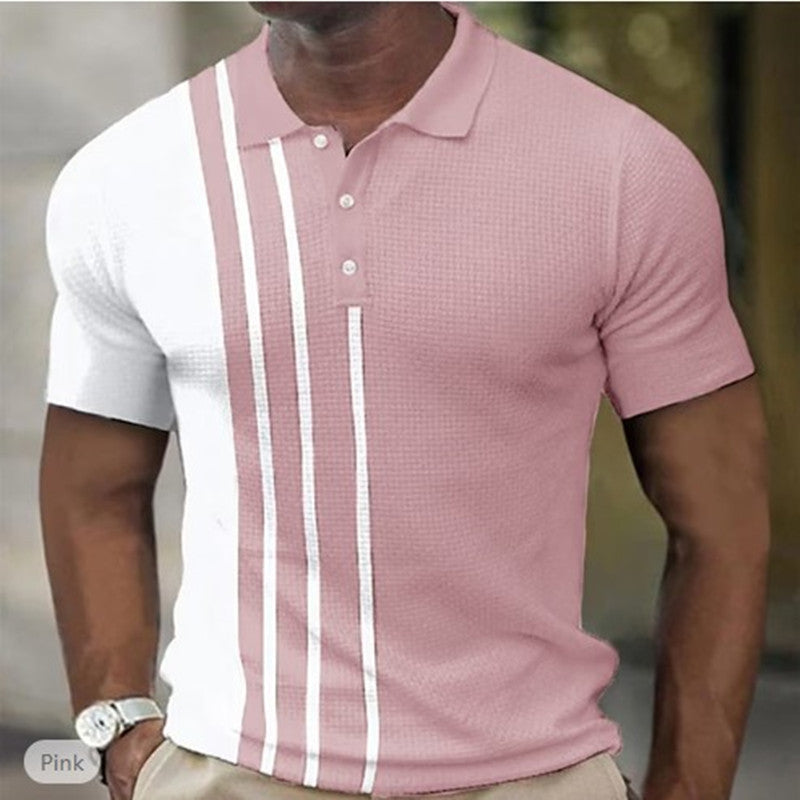 Color Block Striped Golf Shirt