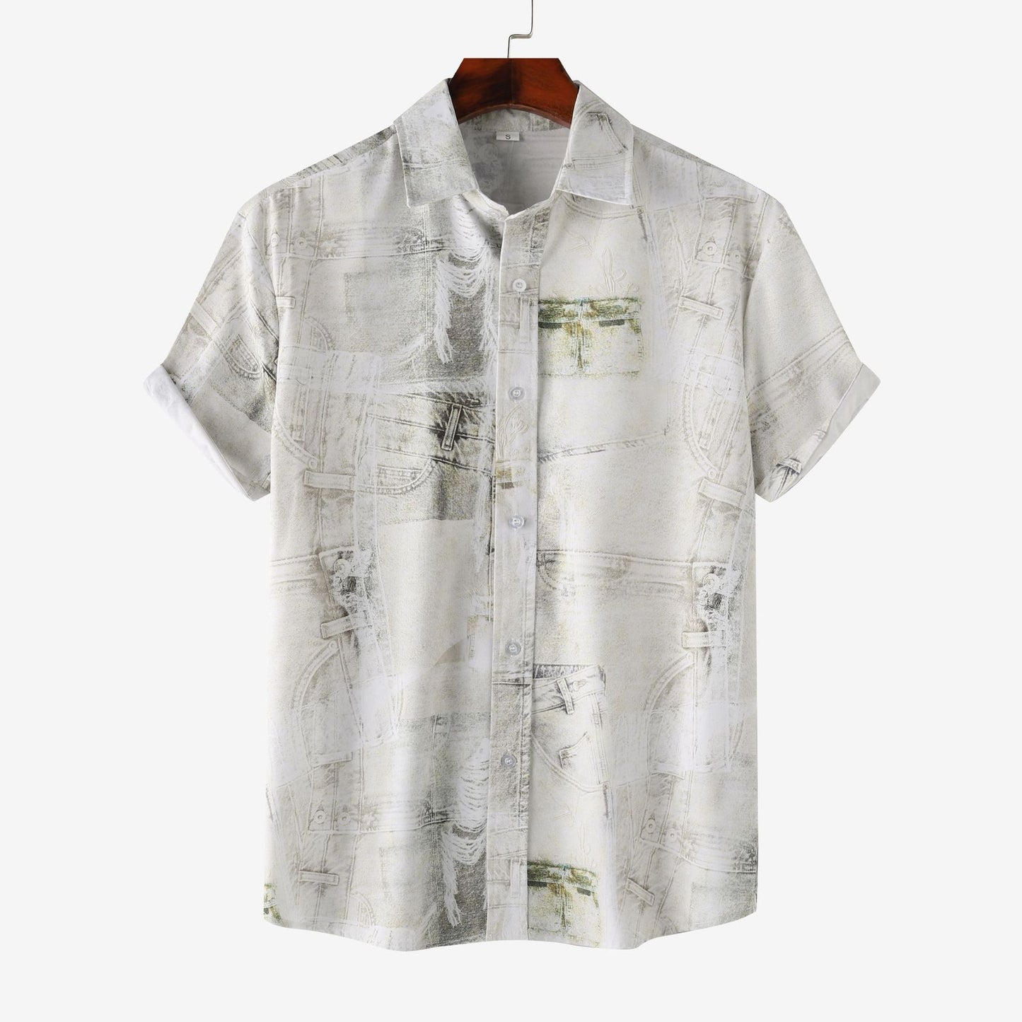 Stand Collar Men's Floral Short Sleeve