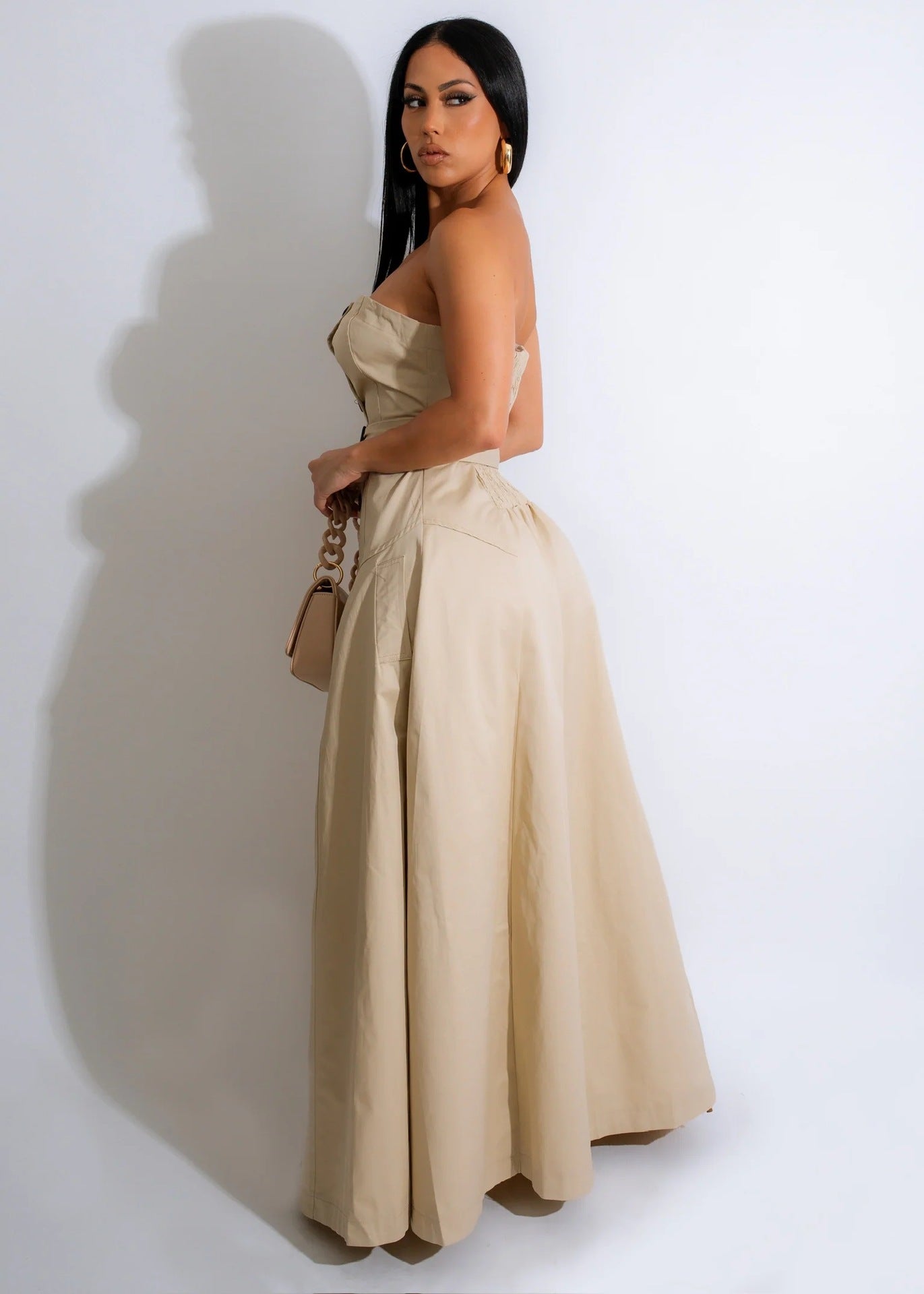 Strapless Belt Maxi Dress