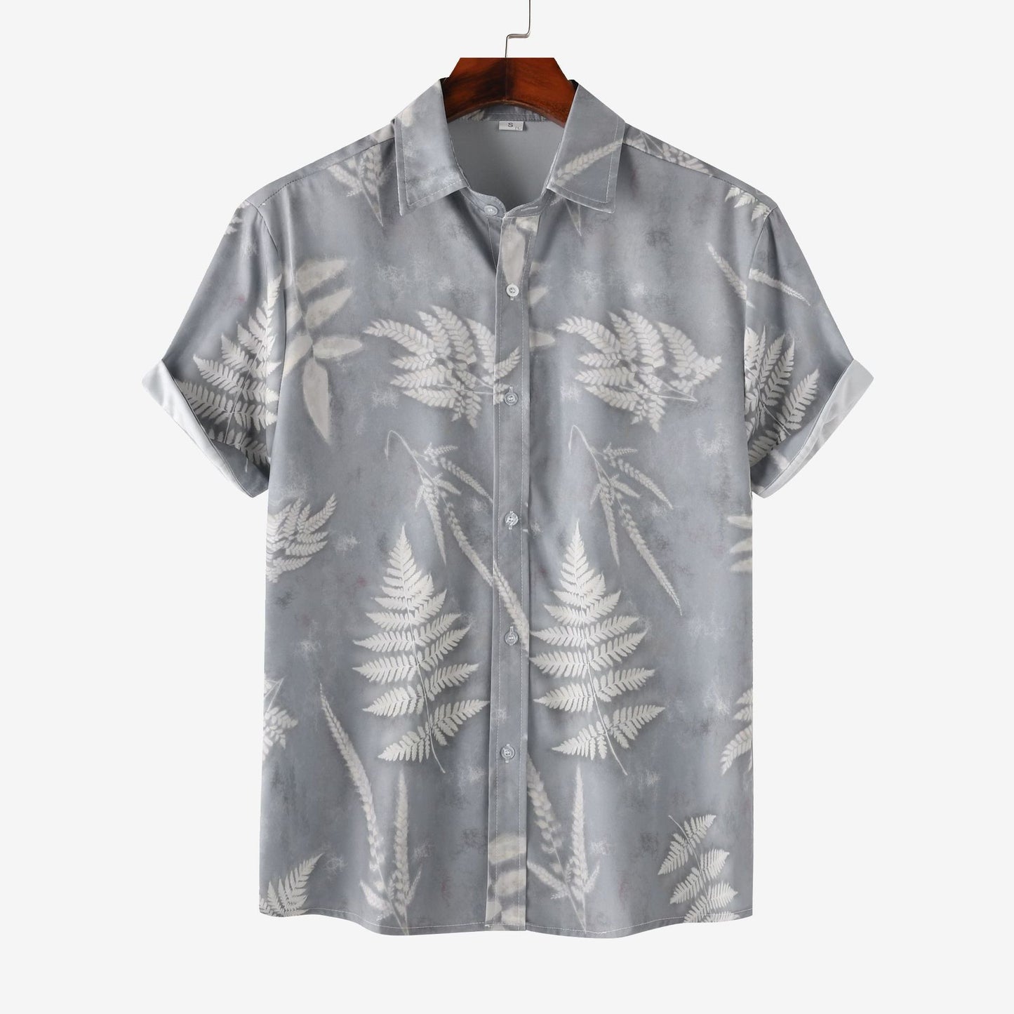 Stand Collar Men's Floral Short Sleeve