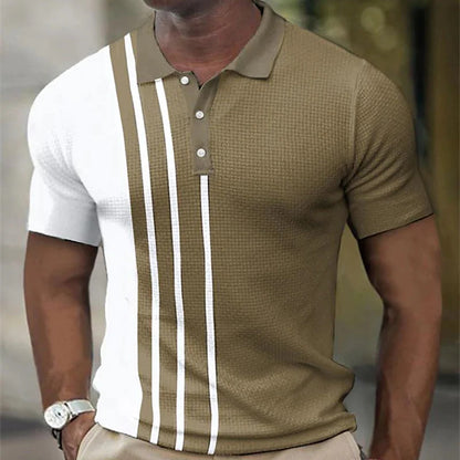 Color Block Striped Golf Shirt