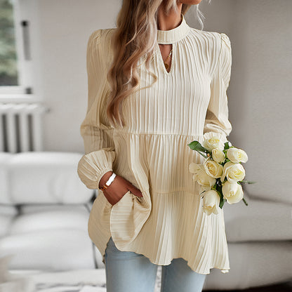 Pleated Elegant Flowy Blouse