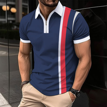 Striped Printed Men's Casual Polo Shirt