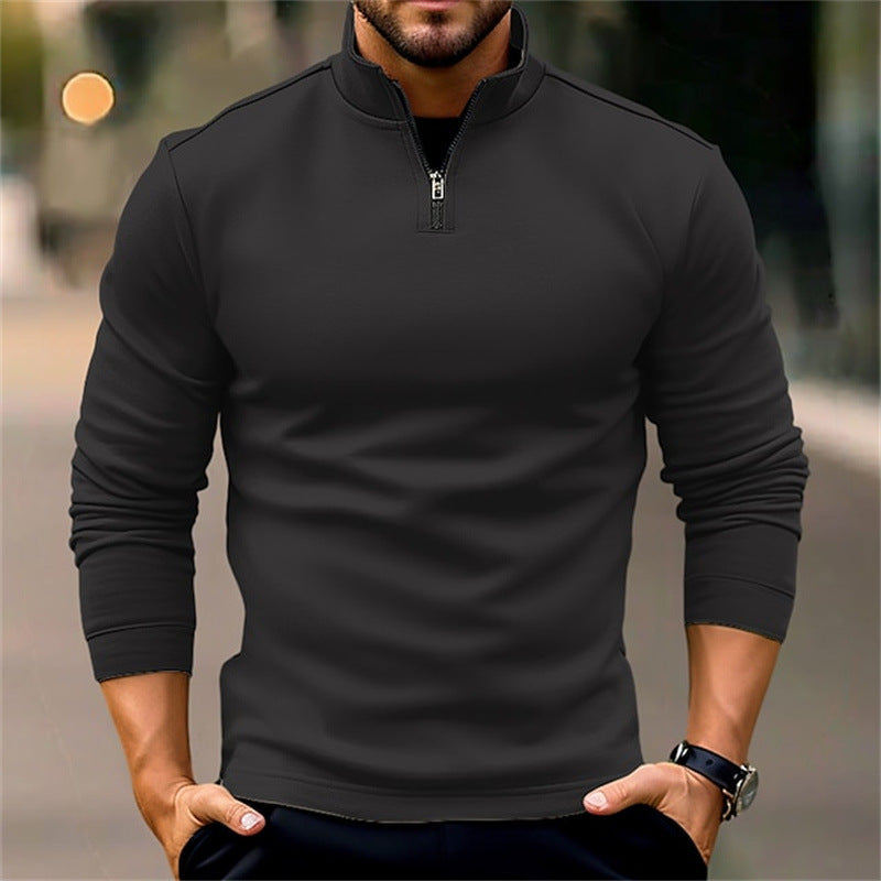 Long-sleeve Zipper Men's Sports Polo Shirt