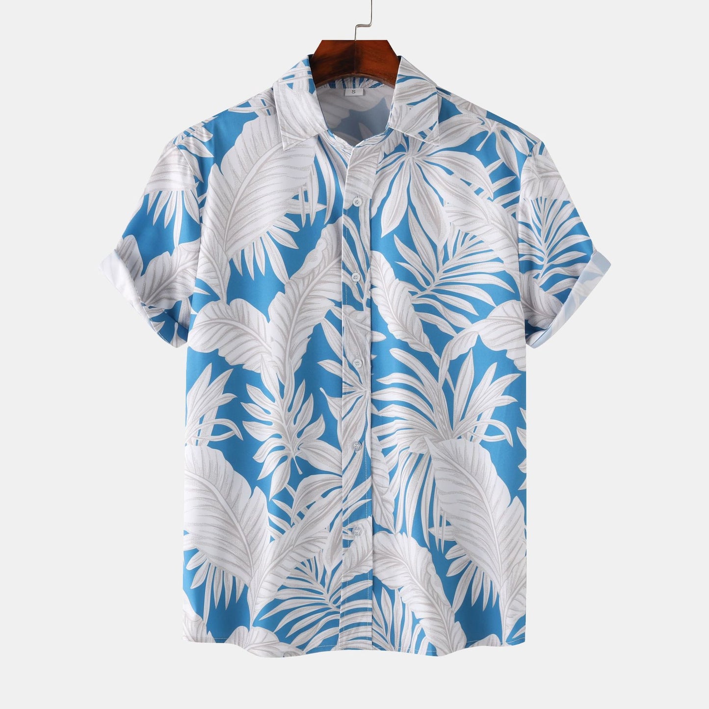 Stand Collar Men's Floral Short Sleeve