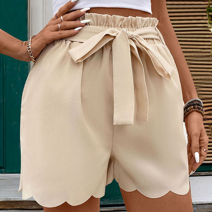 Scalloped Drawstring Shorts