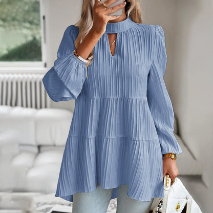 Pleated Elegant Flowy Blouse