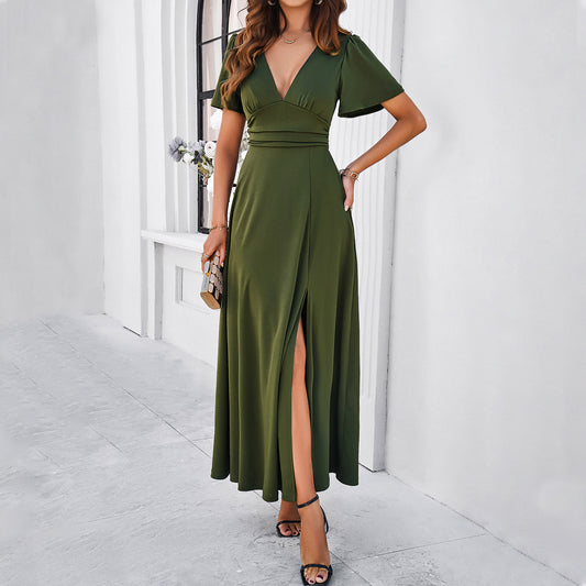 V-Neck Slit Dress