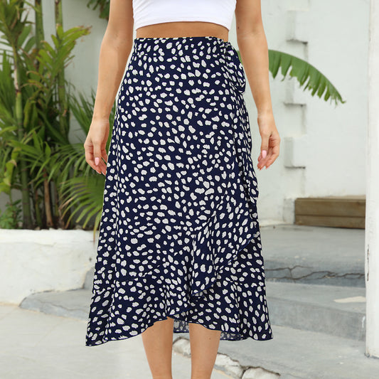 Pattern Wrap Midi Skirt