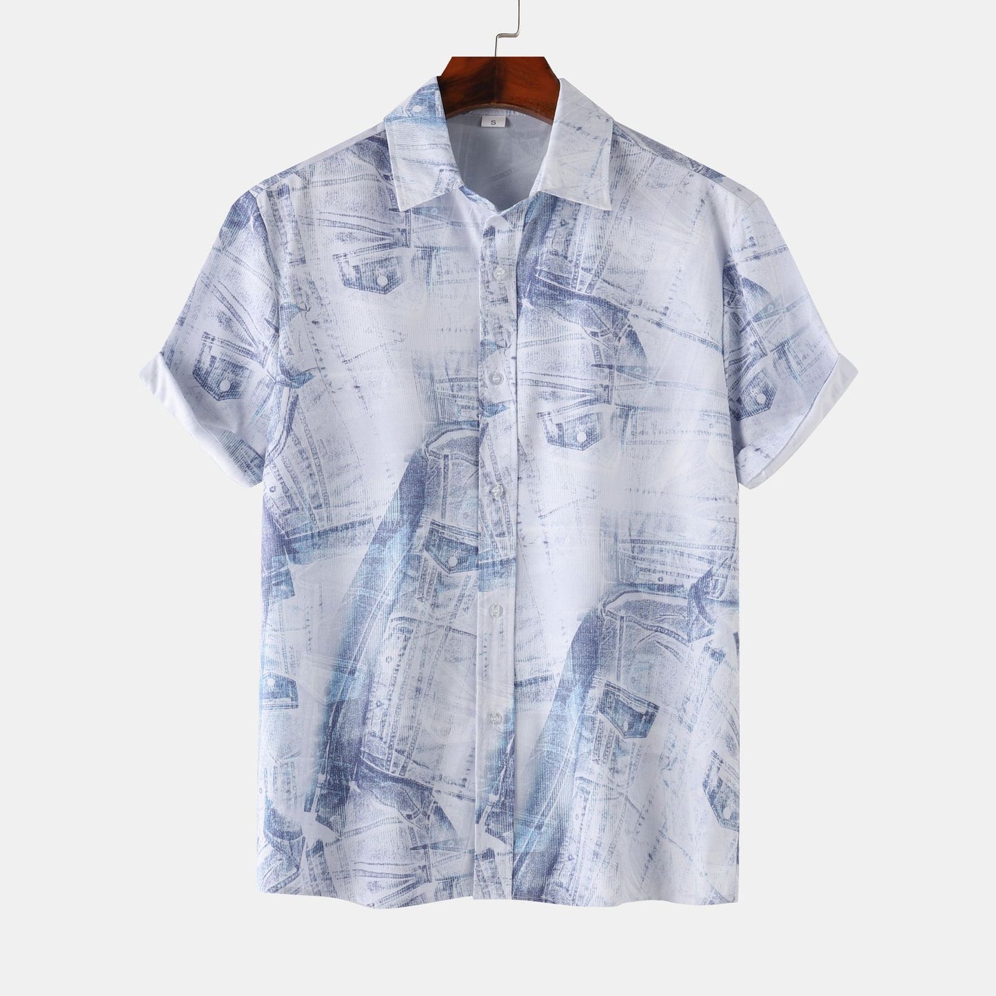 Stand Collar Men's Floral Short Sleeve