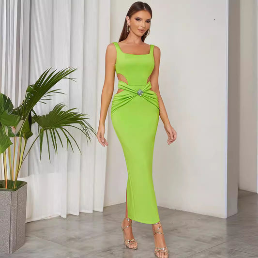 Neon Cutout Waist Dress