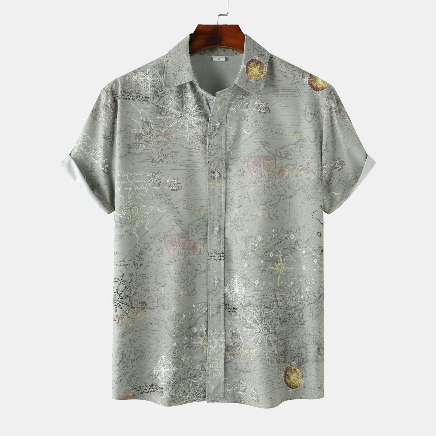 Stand Collar Men's Floral Short Sleeve