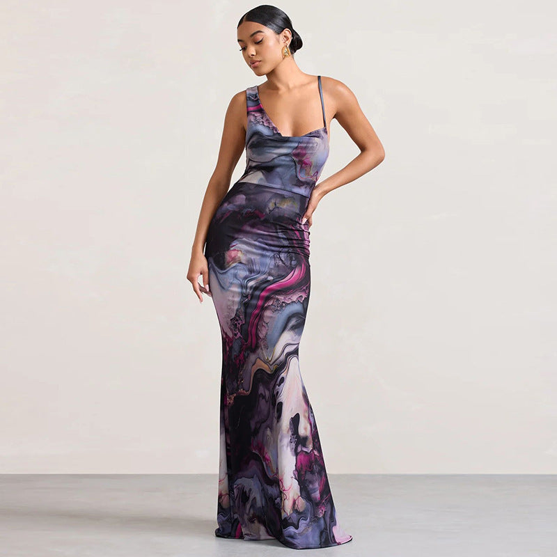 Watercolor Pattern Maxi Dress